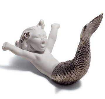 Waking Up at Sea Mermaid Figurine. Silver Lustre Ref :1008547 Fashion