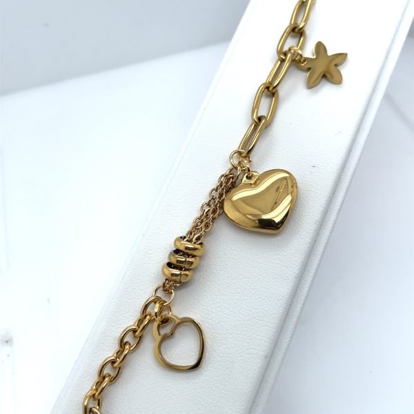 Gold Plated Twisted Charm Bracelet Ref: BR249401G on Sale