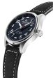 Alpina Startimer Pilot Automatic Stainless Steel Black Leather Strap Blue Dial Date Mens Watch AL-525NN3S6 on Sale