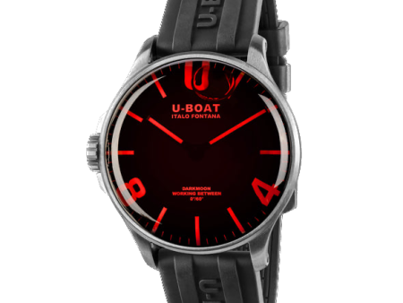 U-BOAT DARKMOON 44MM RED GLASS SS   RUBBER STRAP  8465 Discount