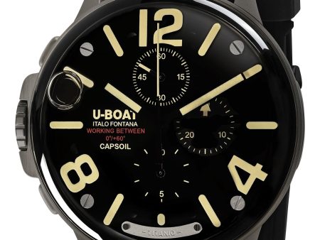 Limited Edition U-Boat Capsoil Titanio Chronograph Titanium Black Dial Black Rubber Strap Swiss Electro-mechanical Mens Watch 8897 Online