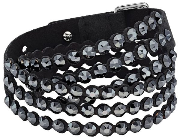 Swarovski Power Collection Black Alacantara Wrap Bracelet 5512512 For Cheap