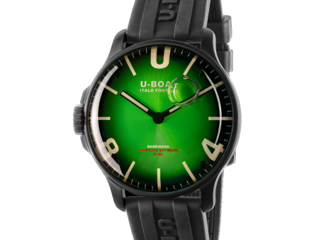 U-BOAT DARKMOON 44MM EMERALD GREEN IPB RUBBER STRAP  8698 Online Sale