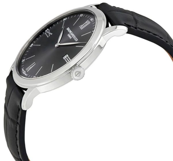 Baume & Mercier Classima Gray Dial Black Leather Strap Date Quartz Mens Watch MOA10416 Online Hot Sale