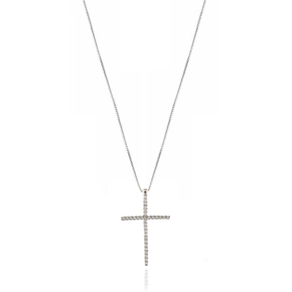 Cross Necklace in Gold and Zircons - 766769 For Discount