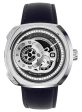 SEVENFRIDAY Q-Series Automatic Stainless Steel Silver Gray Dial Black Leather Strap Date Mens Watch Q1 03 Online Sale