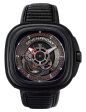 SEVENFRIDAY P-Series Racer Automatic Black Gray Dial Black Leather Strap Mens Watch P3B 01 For Cheap