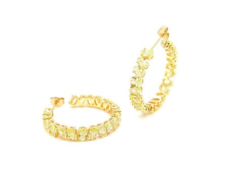 Ovale Verde Hoop Earrings REOLG-YG For Discount