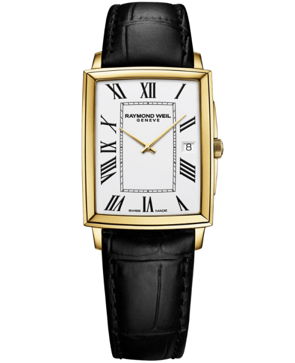 Raymond Weil Toccata Classic Rectangular Stainless Steel White Dial Black Leather  5425-PC-00300 For Cheap