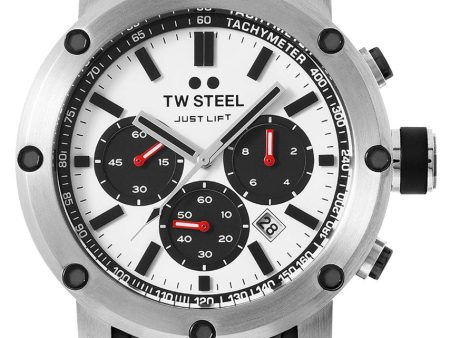 TW Steel Grandeur Tech Simeon Panda Limited Edition Chronograph Stainless Steel Black Silicone Strap White Dial Date Quartz Mens Watch TS9 Hot on Sale