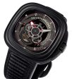 SEVENFRIDAY P-Series Racer Automatic Black Gray Dial Black Leather Strap Mens Watch P3B 01 For Cheap