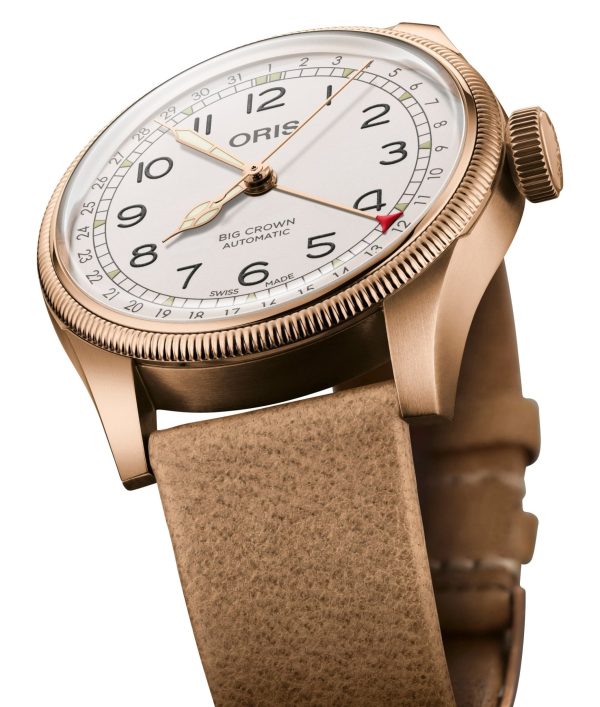 Limited Edition Oris Big Crown Automatic Bronze White Dial Beige Leather Strap Interchangeable Bronze Bracelet Pointer Date Mens Watch 754 7741 3161-Set Discount