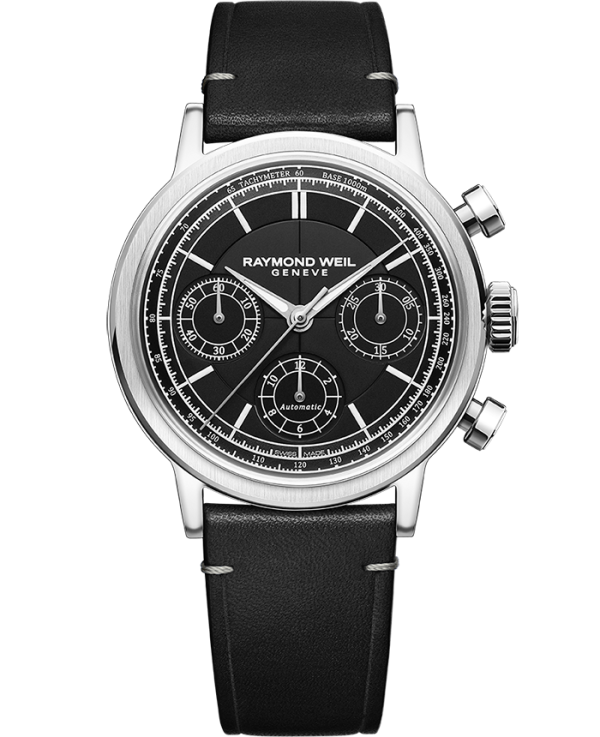 Raymond Weil Millesime Men s Automatic Chronograph Black Dial Black Leather Strap 7765-STC-20001 Online