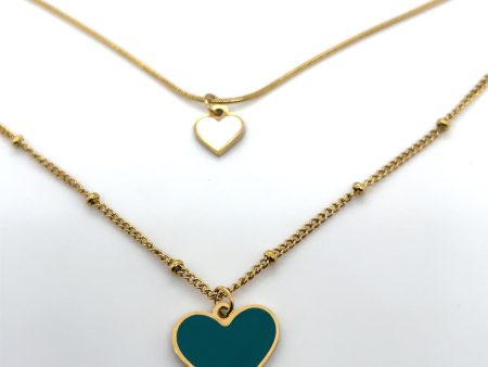 18k Gold Plated Two Layer Heart Necklace Ref: NE28100MG For Cheap