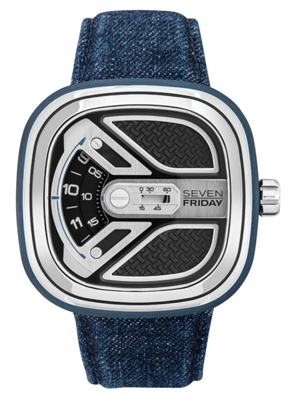 SEVENFRIDAY M-Series Urban Explorer Automatic Stainless Steel Blue Denim Strap Mens Watch M1B 01 Online