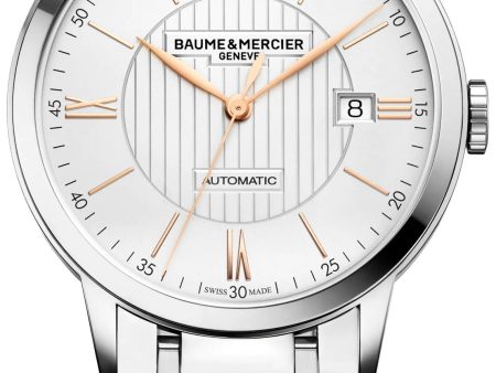 Baume & Mercier Classima Automatic Stainless Steel Silver-Tone Dial Date Mens Watch MOA10374 For Discount