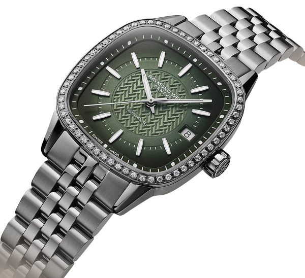 Raymond Weil Freelancer Automatic Stainless Steel Green Dial Date Diamonds Womens Watch 2490-STS-52051 Supply