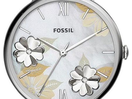 Fossil Jacqueline Three-Hand Mother-of-Pearl Floral Dial Lemon Leather Womens Watch ES4812 Online now