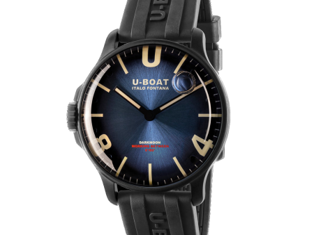 U-BOAT DARKMOON 44MM IMPERIAL BLUE IPB RUBBER STRAP  8700 on Sale