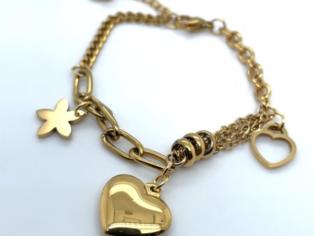 Gold Plated Twisted Charm Bracelet Ref: BR249401G on Sale