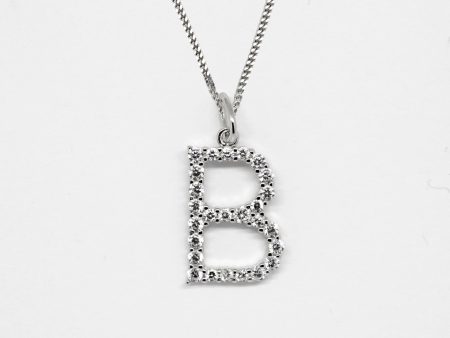 Silver 925 Initial Necklace - B on Sale