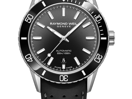 Raymond Weil Freelancer Diver Men s Stainless Steel & Rubber Black Dial 2775-SR1-20051 Sale