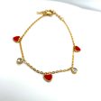 18k Gold Plated and Red Heart Bracelet Ref: BR26240EG Hot on Sale