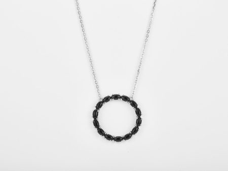 Pietra Collection Round Pendant Necklace - Onyx on Sale