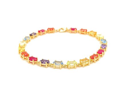 Ovale Multi Tennis Bracelet in Yellow Gold Plating RBORB-YG Supply