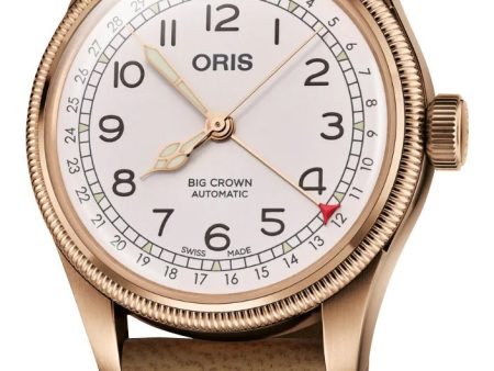 Limited Edition Oris Big Crown Automatic Bronze White Dial Beige Leather Strap Interchangeable Bronze Bracelet Pointer Date Mens Watch 754 7741 3161-Set Discount