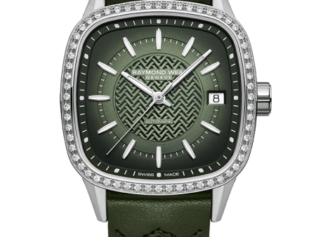 Raymond Weil Freelancer Ladies Automatic Green Dial Leather 2490-SCS-52051 Online Sale