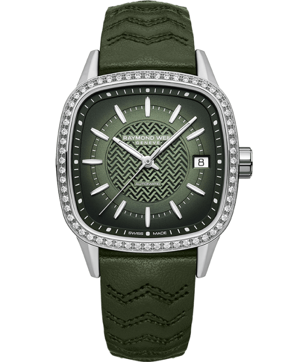 Raymond Weil Freelancer Ladies Automatic Green Dial Leather 2490-SCS-52051 Online Sale