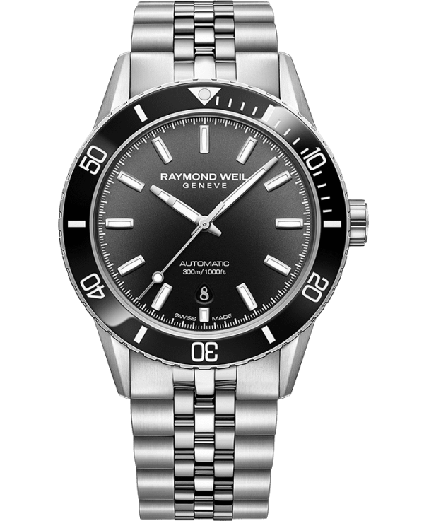 Raymond Weil Freelancer Diver Men s Stainless Steel Gradient Black Dial Bracelet 2775-ST1-20052 Hot on Sale