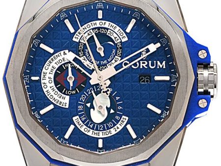 Corum Admiral s Cup AC-One 45 Tides Automatic Moonphase Titanium Blue Rubber Mens Watch Date 277.101.04 F373 AB12 Online Sale