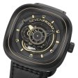 SEVENFRIDAY P-Series Automatic Gunmetal PVD Black Dial Black Leather Strap Mens Watch P2B 02 For Cheap