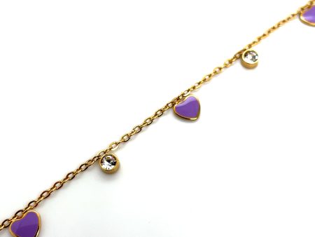 18k Gold Plated and Purple Heart Bracelet Ref: BR26240CG Cheap