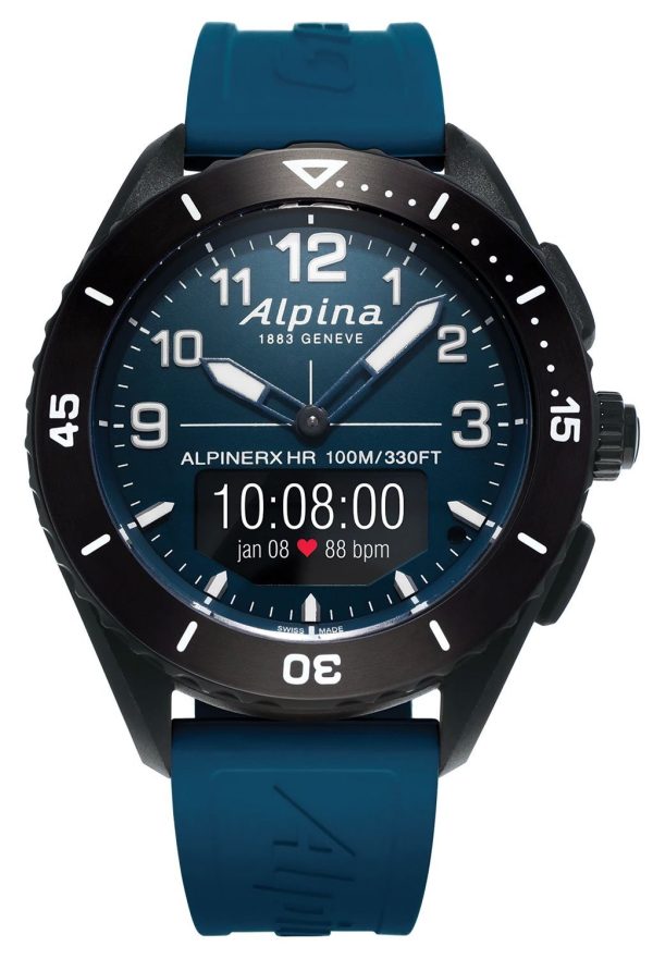 Alpina Alpiner X Alive Smartwatch Black Fiber Glass Case Blue Dial Blue Rubber Strap Interchangeable Blue Nylon Strap Quartz Mens Watch AL-284LNN5AQ6 Online