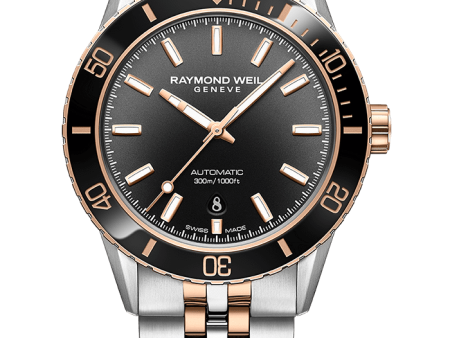 Raymond Weil Freelancer Diver Men s Two-Tone Gradient Black Dial Bracelet 2775-S51-20052 Supply