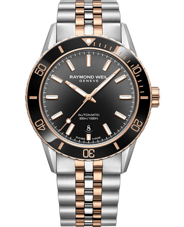 Raymond Weil Freelancer Diver Men s Two-Tone Gradient Black Dial Bracelet 2775-S51-20052 Supply