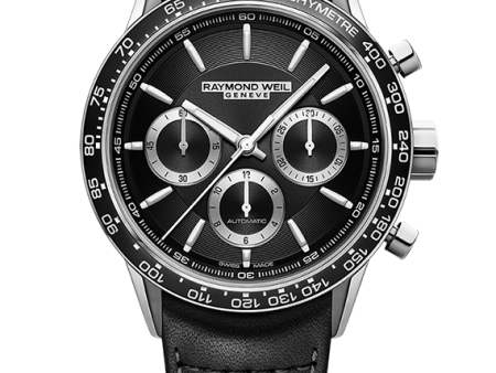 Raymond Weil Freelancer Men s Automatic Chronograph Black Leather Strap 7741-SC1-20021 Discount