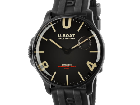 U-BOAT DARKMOON 44MM BLACK IPB RUBBER STRAP  8464 Online