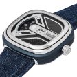 SEVENFRIDAY M-Series Urban Explorer Automatic Stainless Steel Blue Denim Strap Mens Watch M1B 01 Online