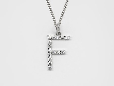 Silver 925 Initial Necklace - F Sale