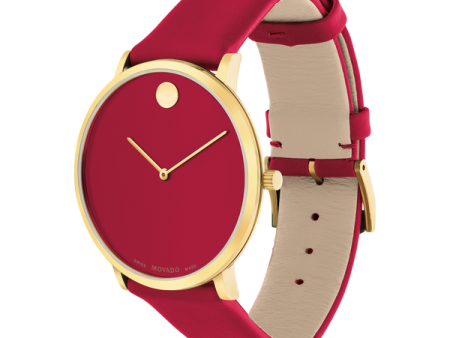 MOVADO - MODERN 47 - RED MUSEUM WITH FLAT DOT For Sale