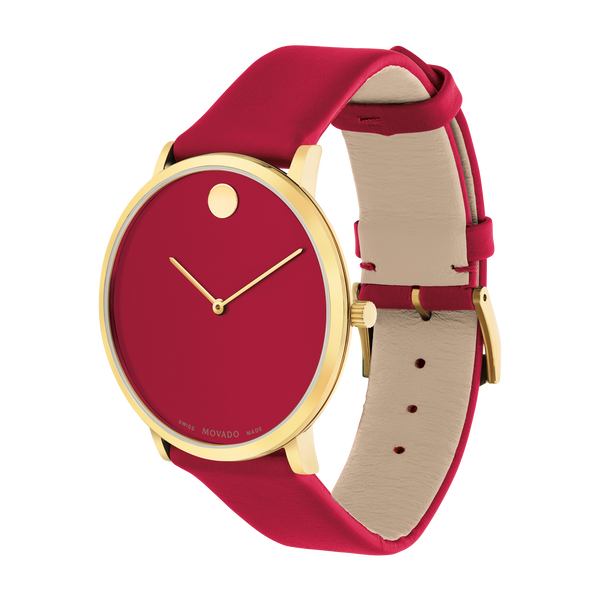 MOVADO - MODERN 47 - RED MUSEUM WITH FLAT DOT For Sale