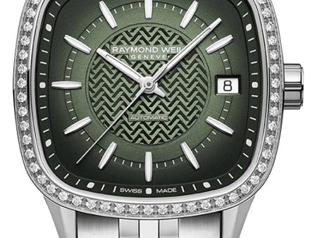 Raymond Weil Freelancer Automatic Stainless Steel Green Dial Date Diamonds Womens Watch 2490-STS-52051 Supply