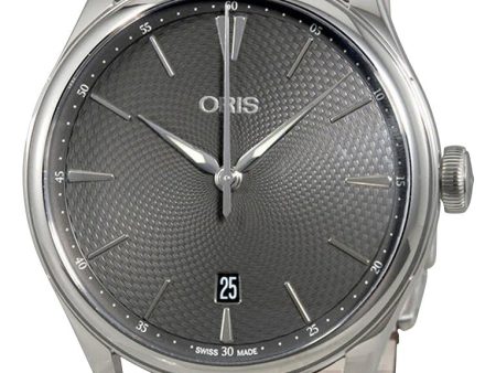 Oris Artelier Date Automatic Stainless Steel Gray Dial Brown Leather Strap Mens Watch 733 7721 4053-07 5 21 65FC Cheap