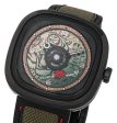 Limited Edition SEVENFRIDAY T-Series Green Tiger Automatic Black PVD Green Skeleton Dial Black Green Leather Strap Mens Watch T3 04 For Sale