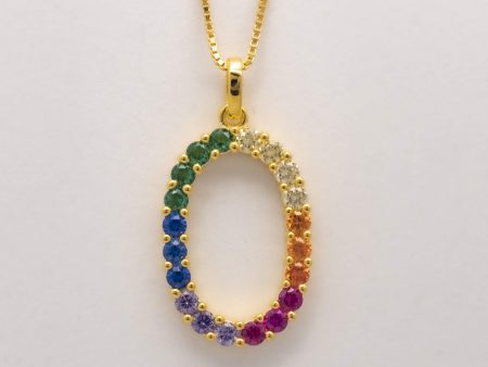 Silver 925 Rainbow Initial Necklace - O Fashion