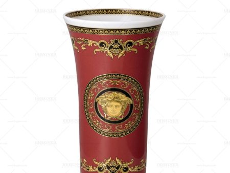 Versace Medusa Red Vase Porcelain 13.5 inch Ref :14091-102721-26034 For Sale